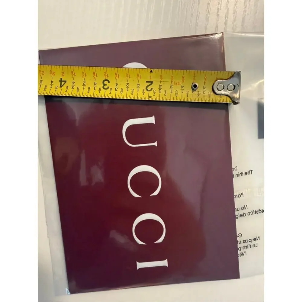 Gucci Burgundy Maroon Glossy Logo Envelope Receipt Holder Gift Packaging 6